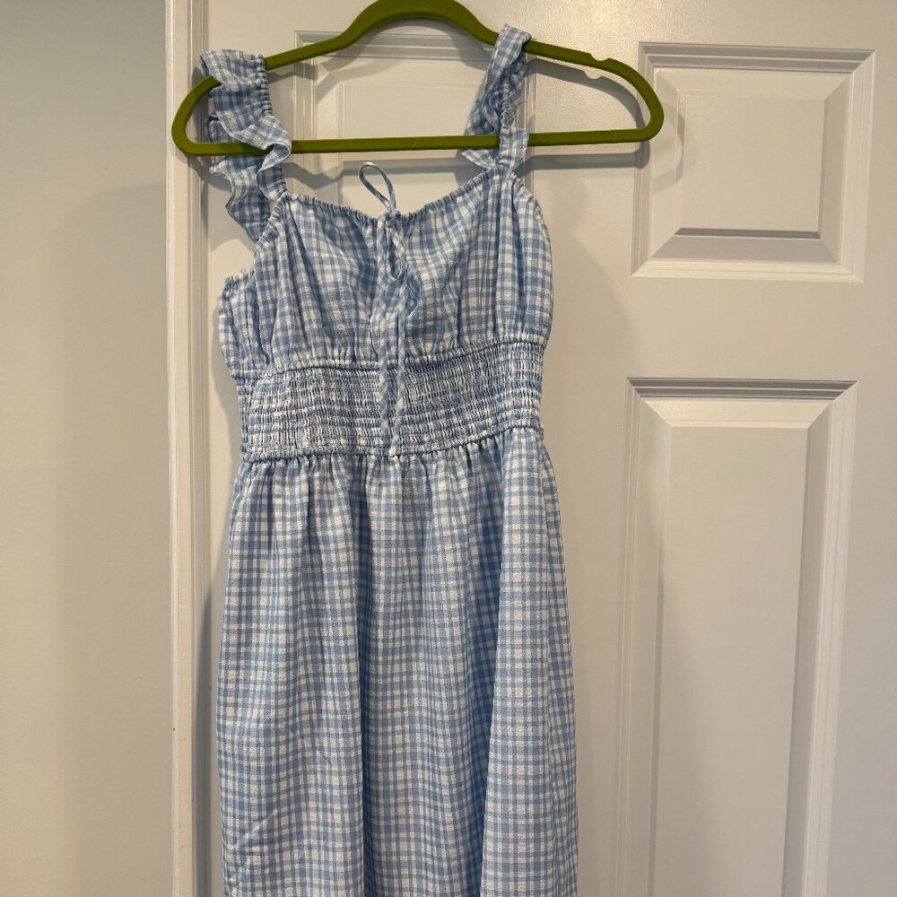 WAYF Gingham blue dress